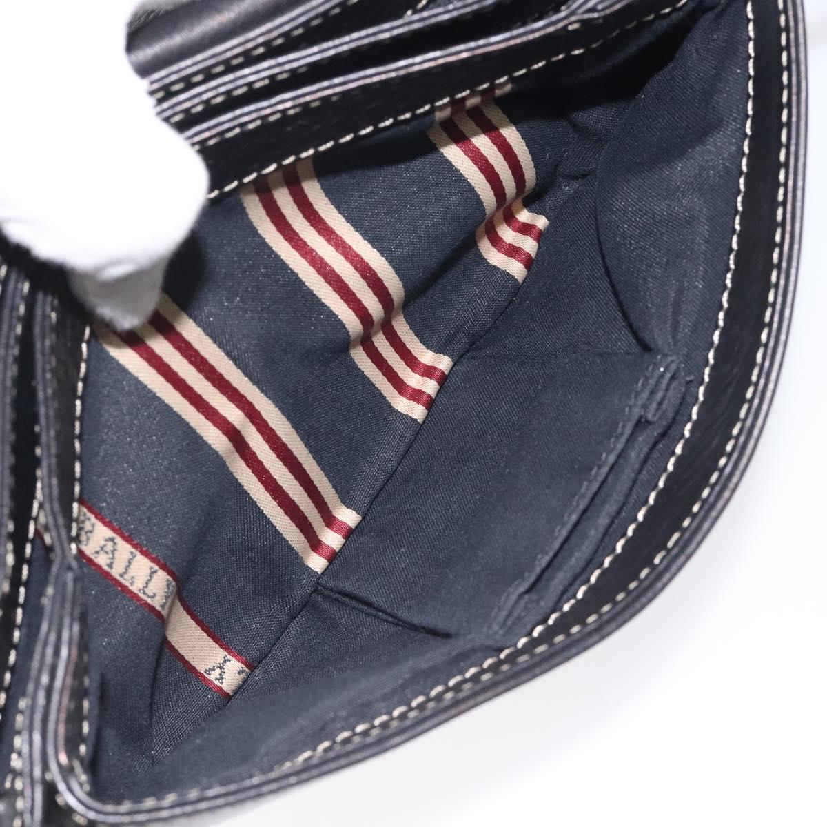 BALLY Shoulder Bag Leather Black Gold Auth 122964