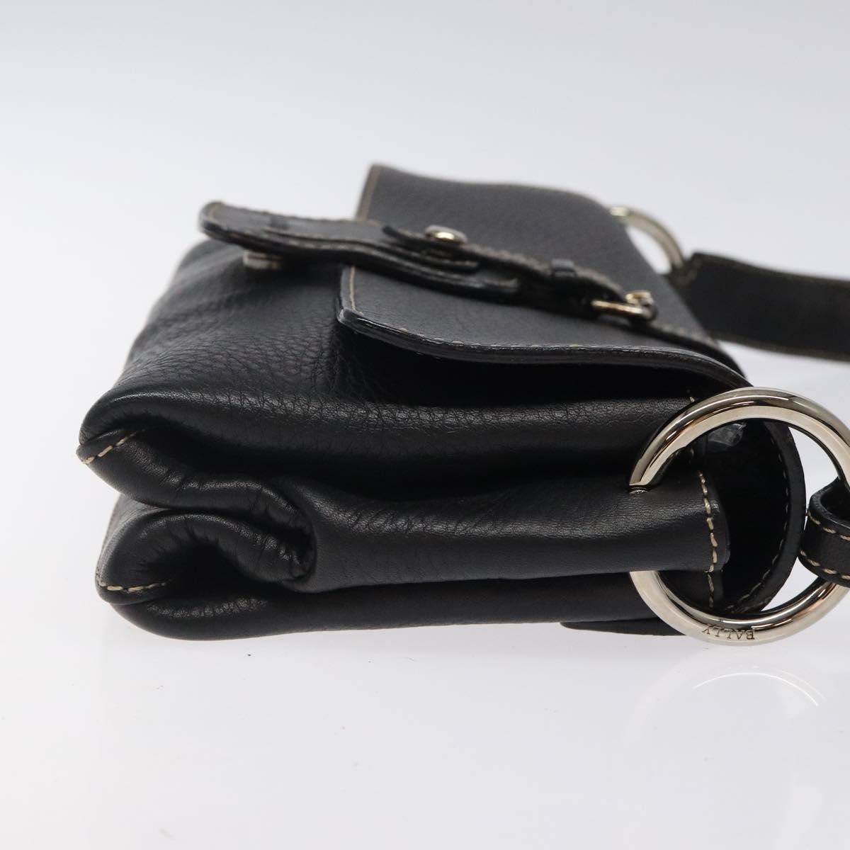 BALLY Shoulder Bag Leather Black Gold Auth 122964