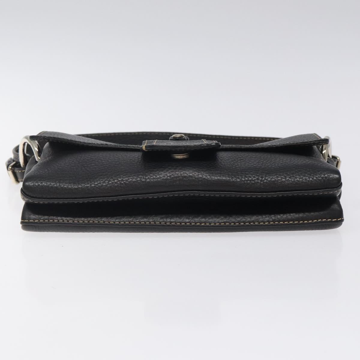 BALLY Shoulder Bag Leather Black Gold Auth 122964