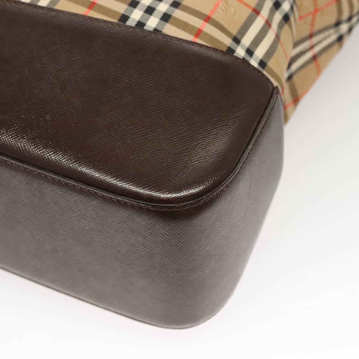 Burberrys Nova Check Tote Bag Canvas Beige Gold Auth 122969