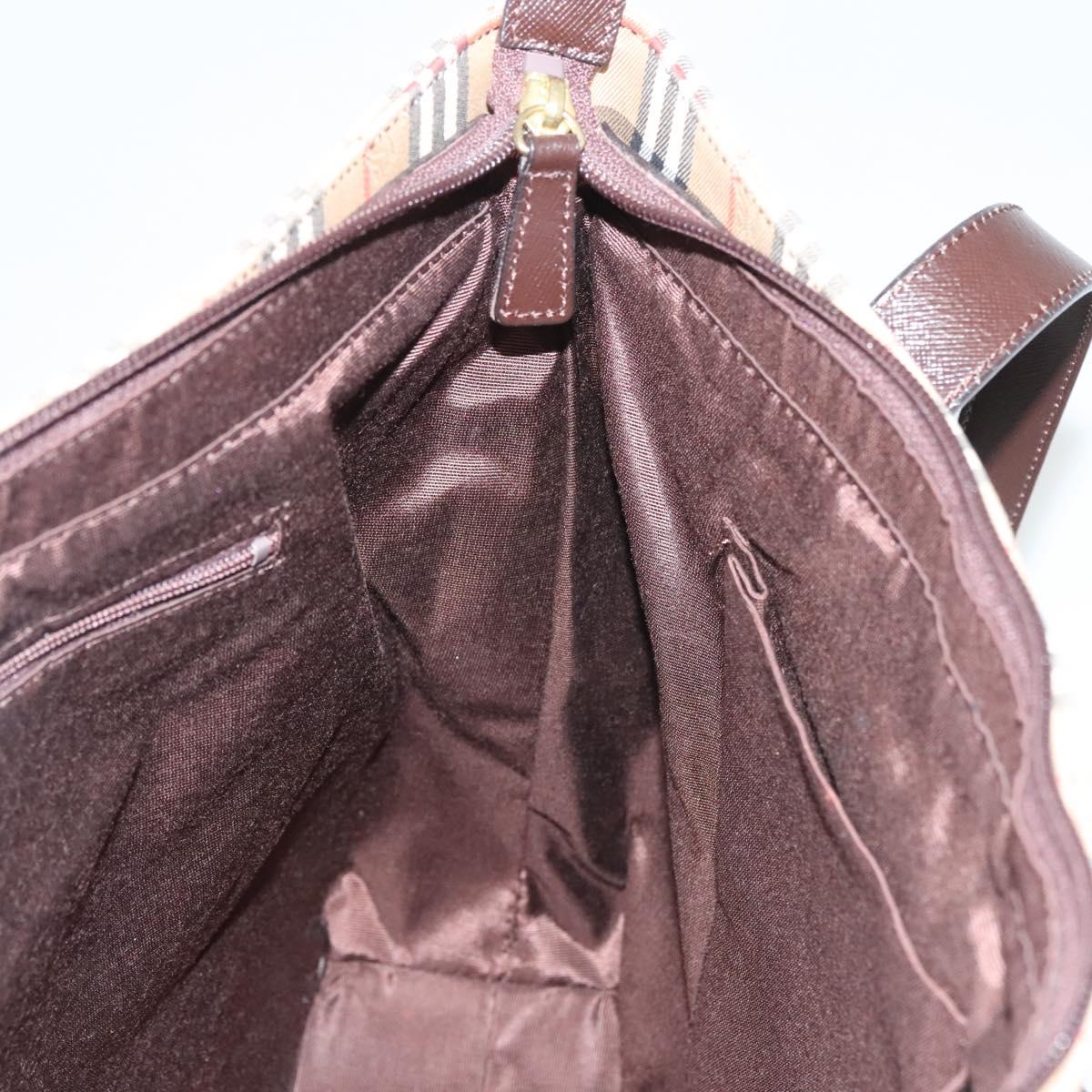 Burberrys Nova Check Tote Bag Canvas Beige Gold Auth 122969