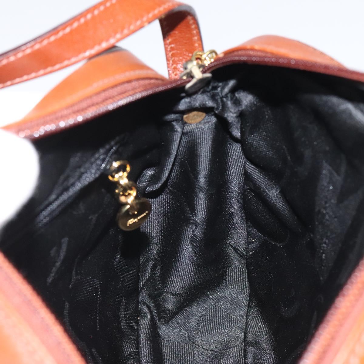 Salvatore Ferragamo Shoulder Bag Leather Brown Gold Auth 122973