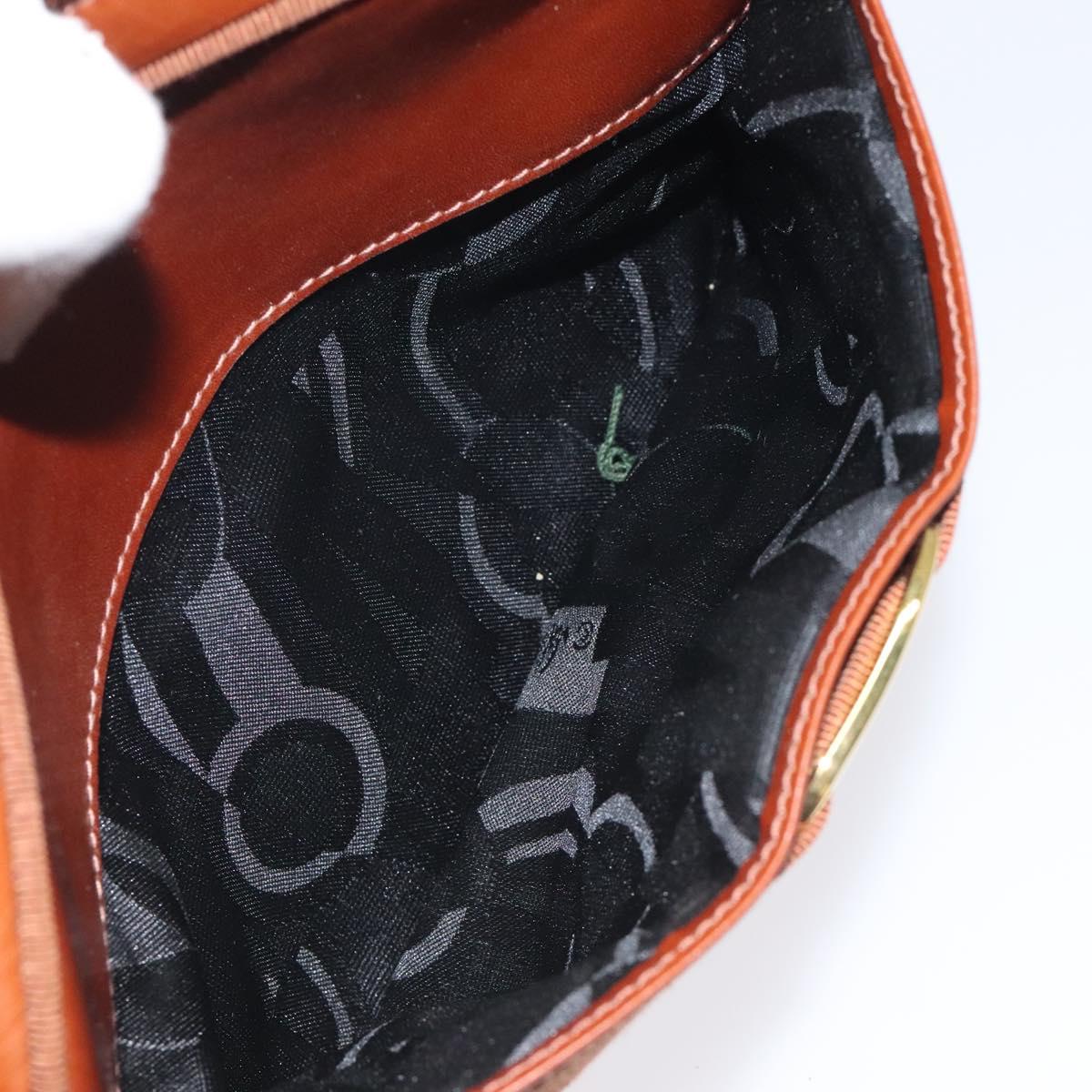 Salvatore Ferragamo Shoulder Bag Leather Brown Gold Auth 122973