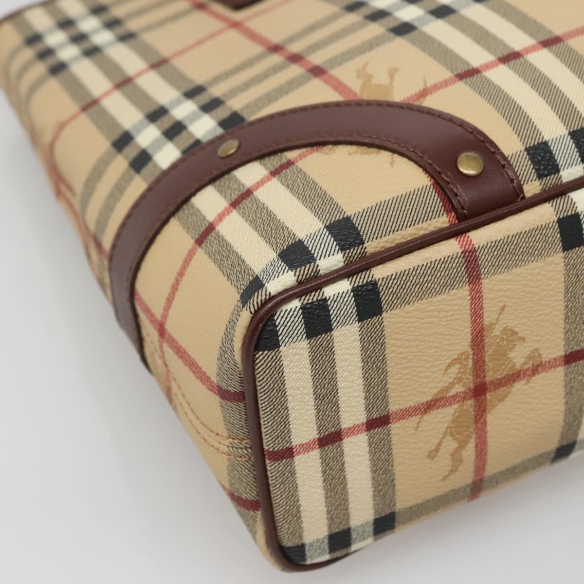 BURBERRY Nova Check Hand Bag PVC Beige Auth 122977