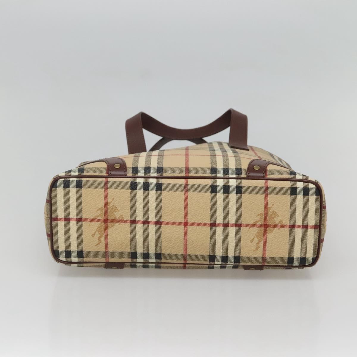 BURBERRY Nova Check Hand Bag PVC Beige Auth 122977