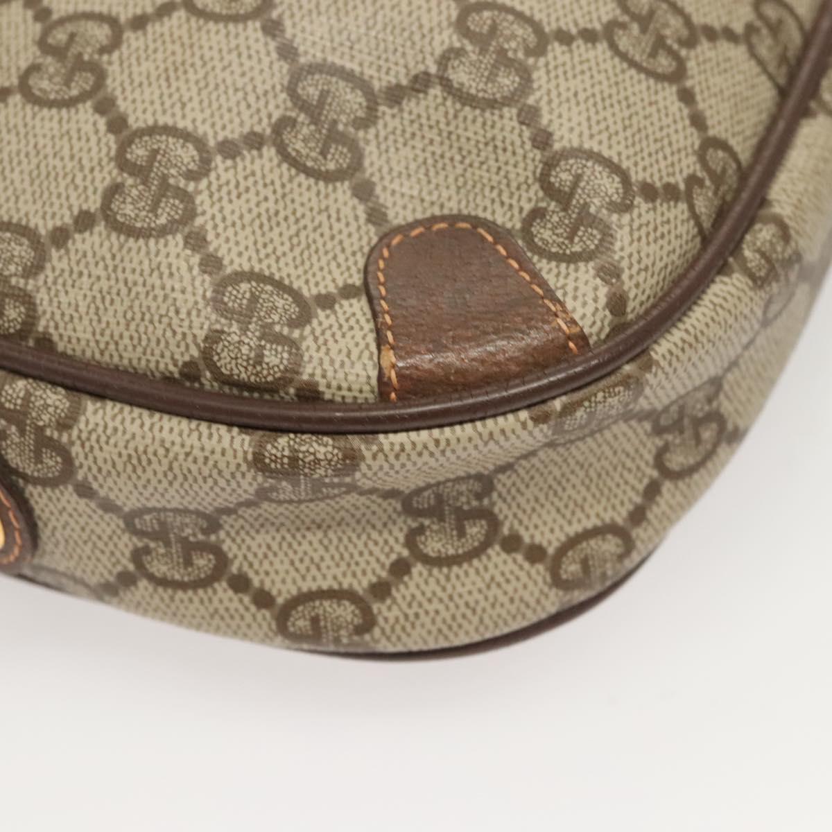 GUCCI GG Supreme Web Sherry Line Bag PVC Beige Gold 156 02 066 Auth 122980
