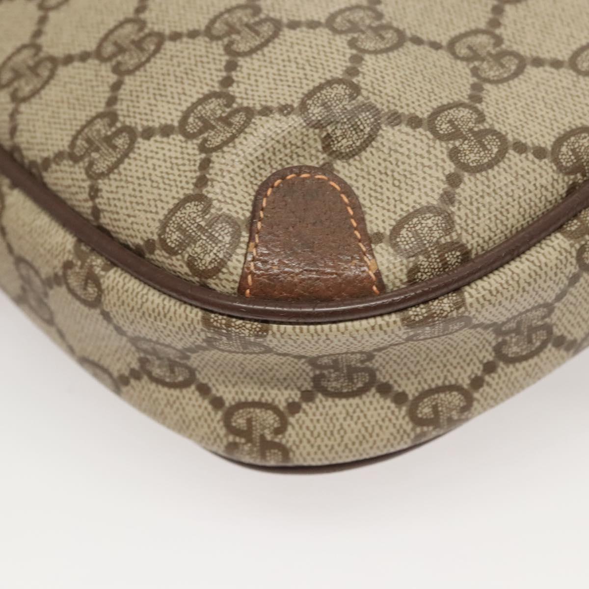 GUCCI GG Supreme Web Sherry Line Bag PVC Beige Gold 156 02 066 Auth 122980