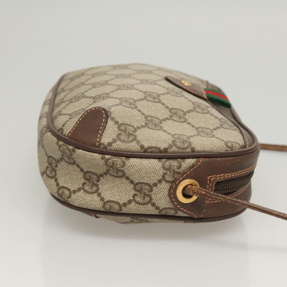 GUCCI GG Supreme Web Sherry Line Bag PVC Beige Gold 156 02 066 Auth 122980