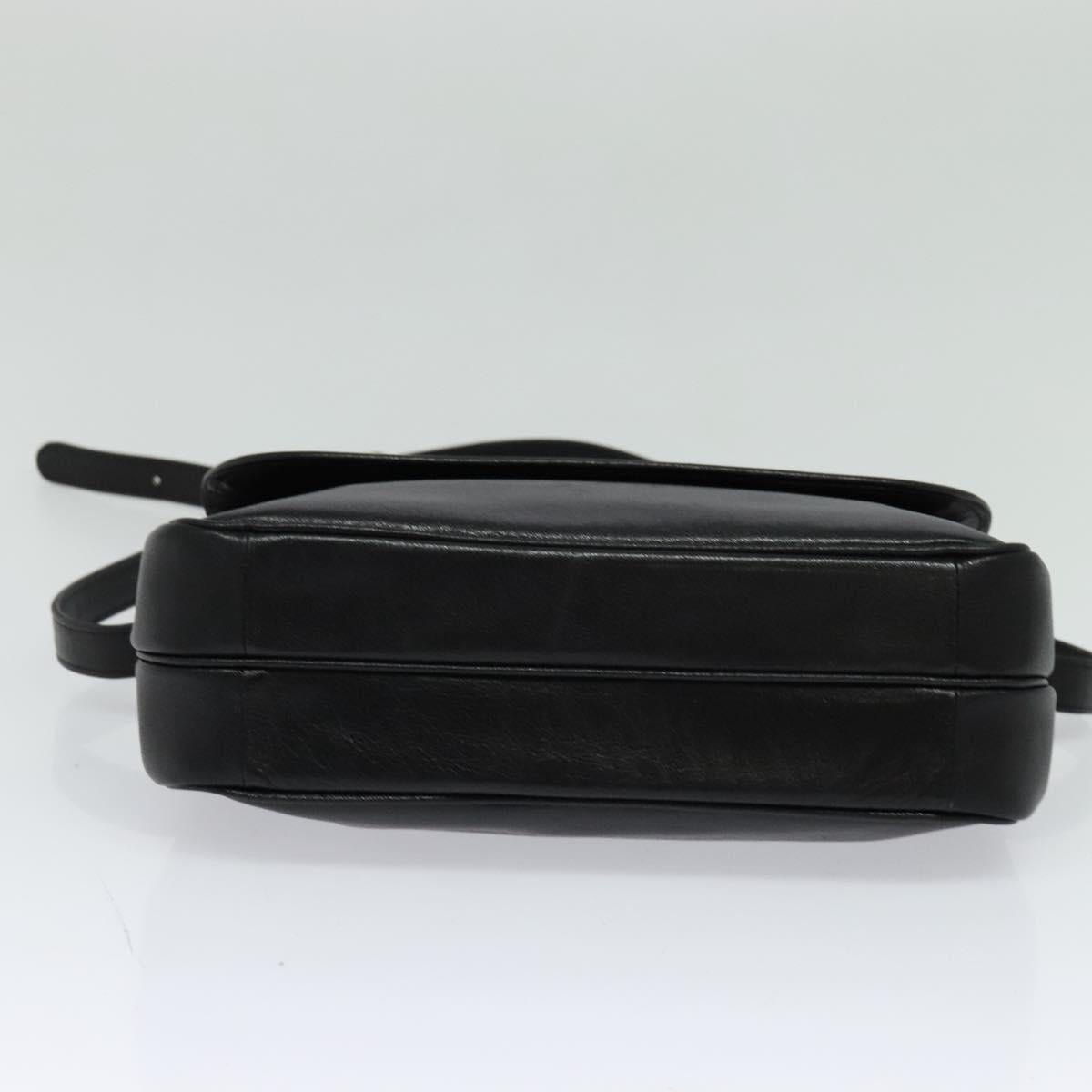 Christian Dior Shoulder Bag Leather Black Gold Auth 122982