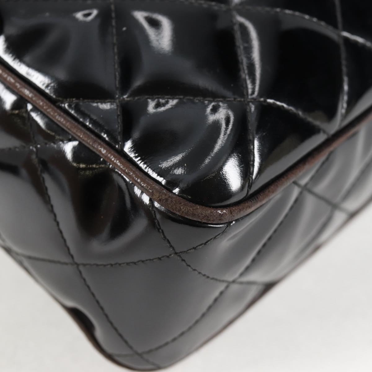 CHANEL Matelasse Chain Shoulder Bag Patent leather Black Gold CC Auth 123012