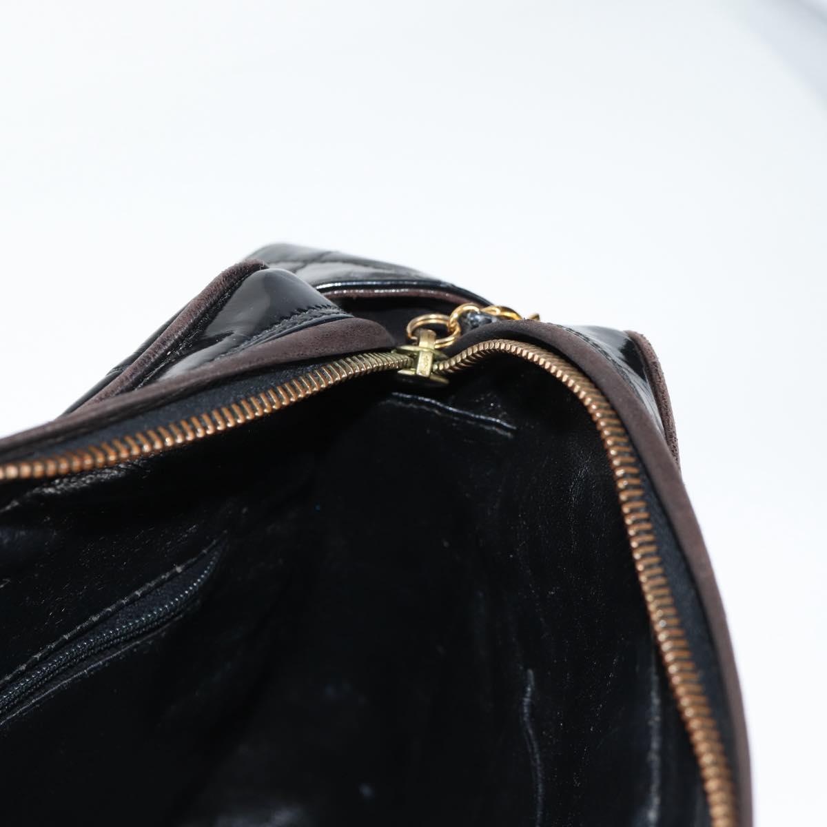 CHANEL Matelasse Chain Shoulder Bag Patent leather Black Gold CC Auth 123012