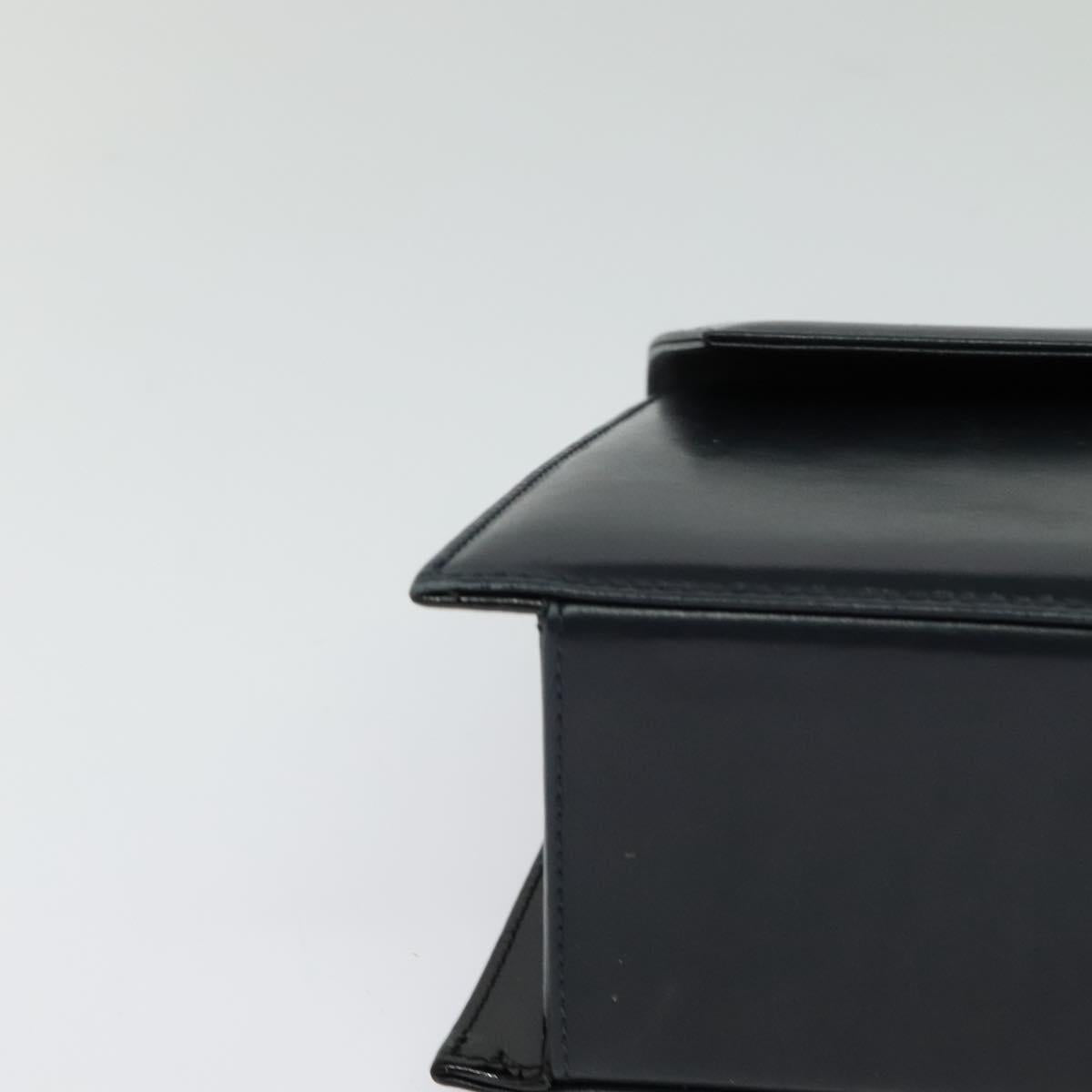 Salvatore Ferragamo Chain Shoulder Bag Leather Navy Gold Auth 123015