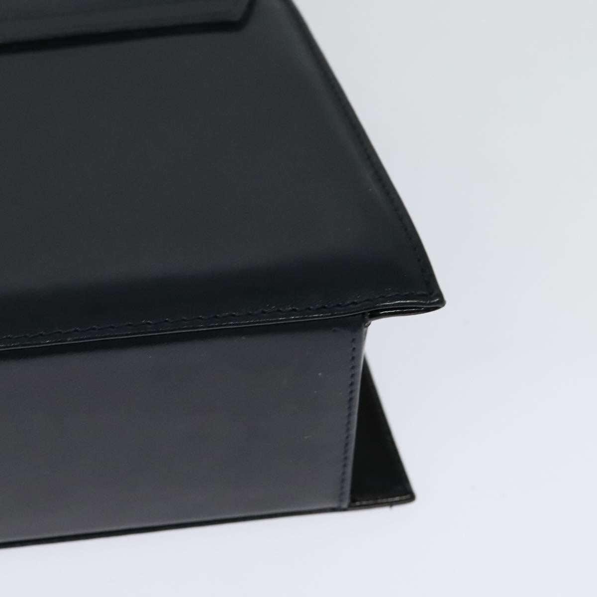 Salvatore Ferragamo Chain Shoulder Bag Leather Navy Gold Auth 123015