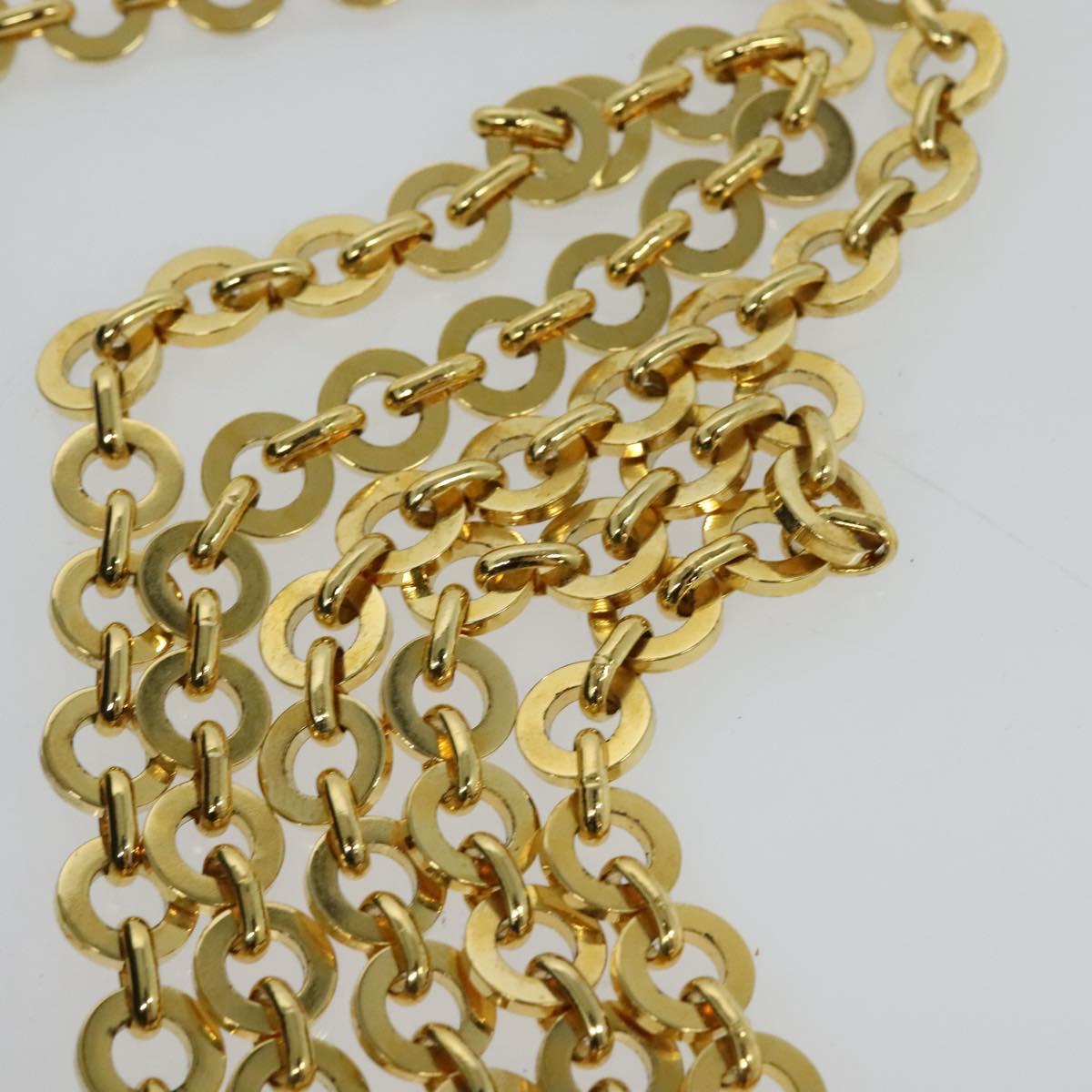 Salvatore Ferragamo Chain Shoulder Bag Leather Navy Gold Auth 123015