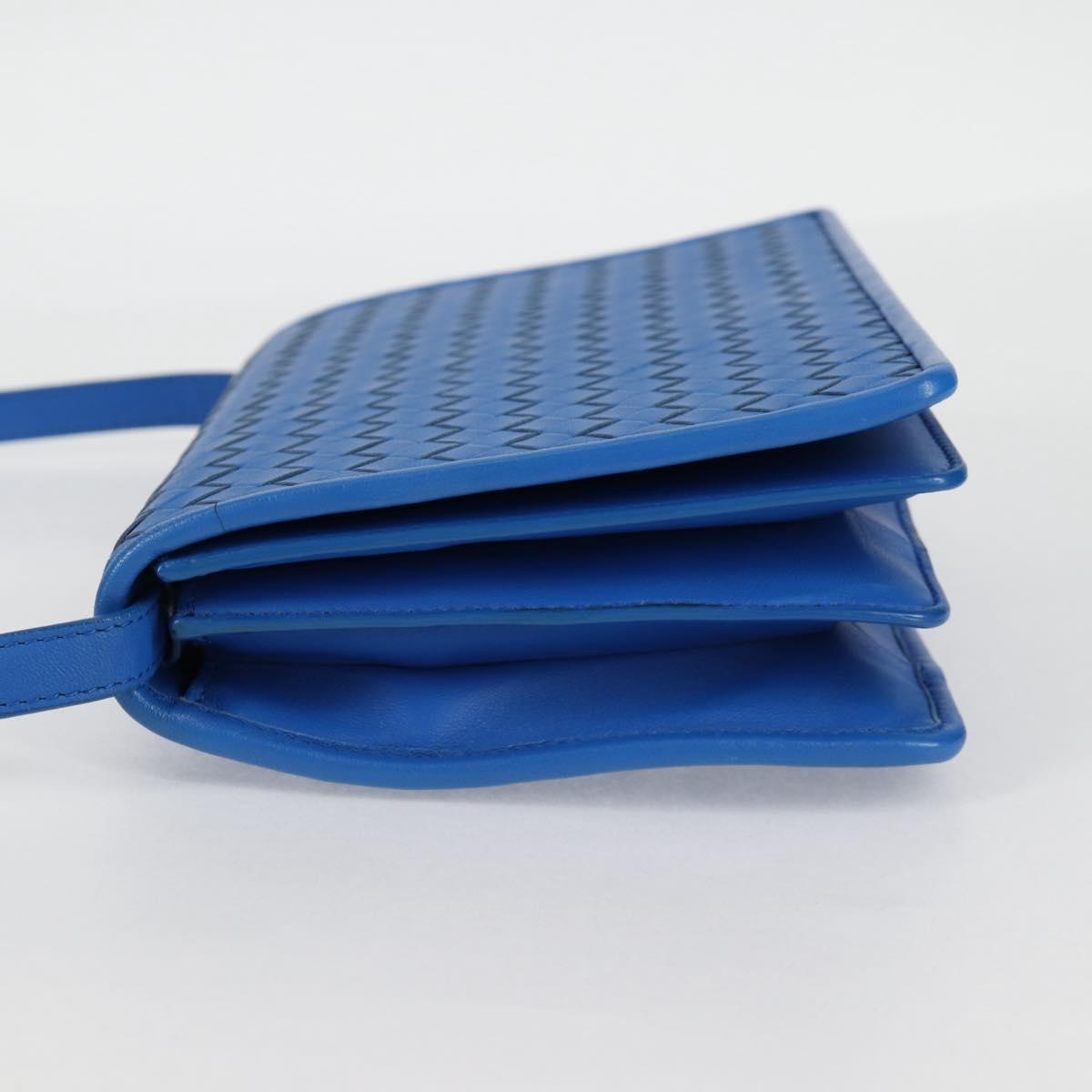 BOTTEGA VENETA INTRECCIATO Shoulder Bag Leather Blue Auth 123018AV