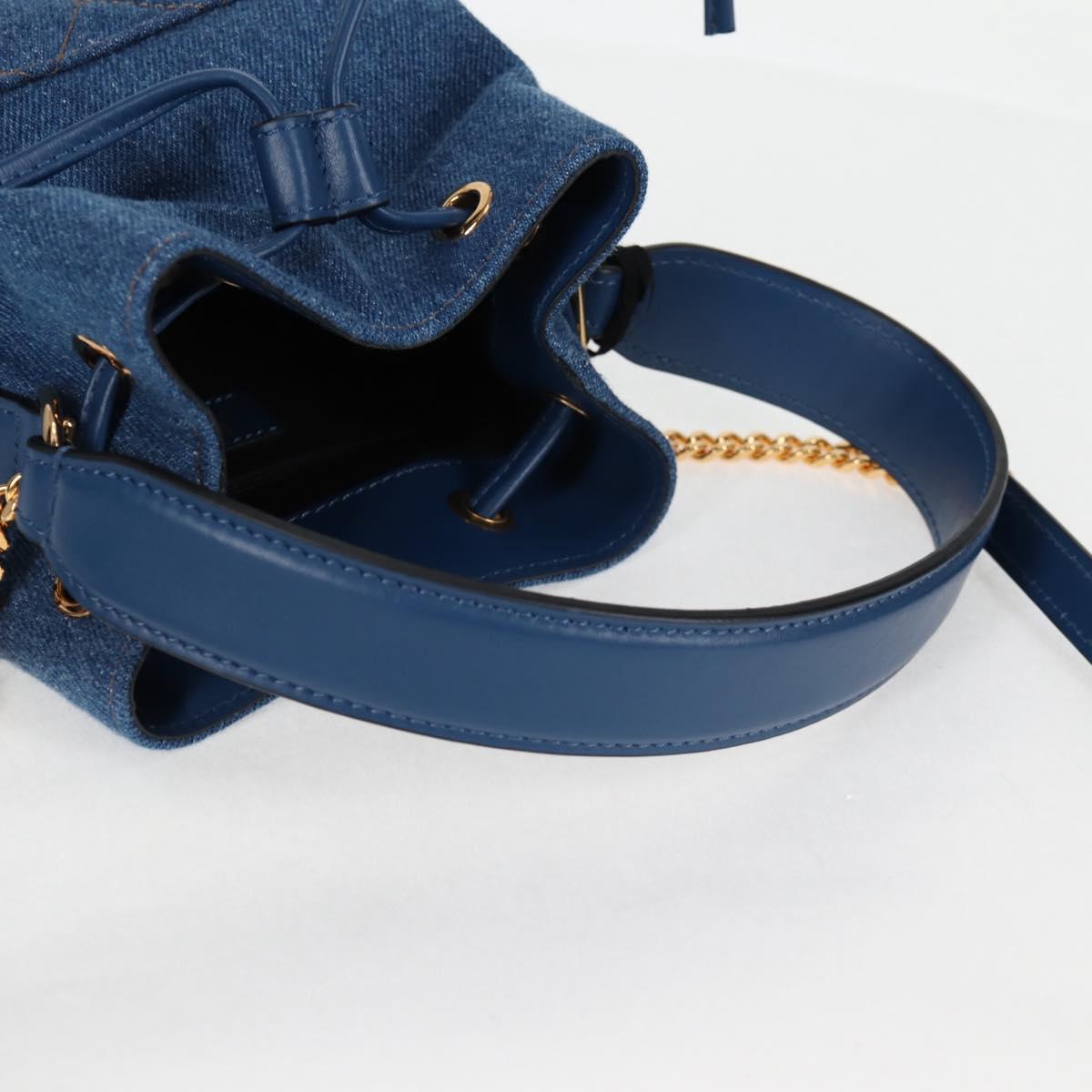 VERSACE Hand Bag Denim 2way Blue Gold Auth 123019A