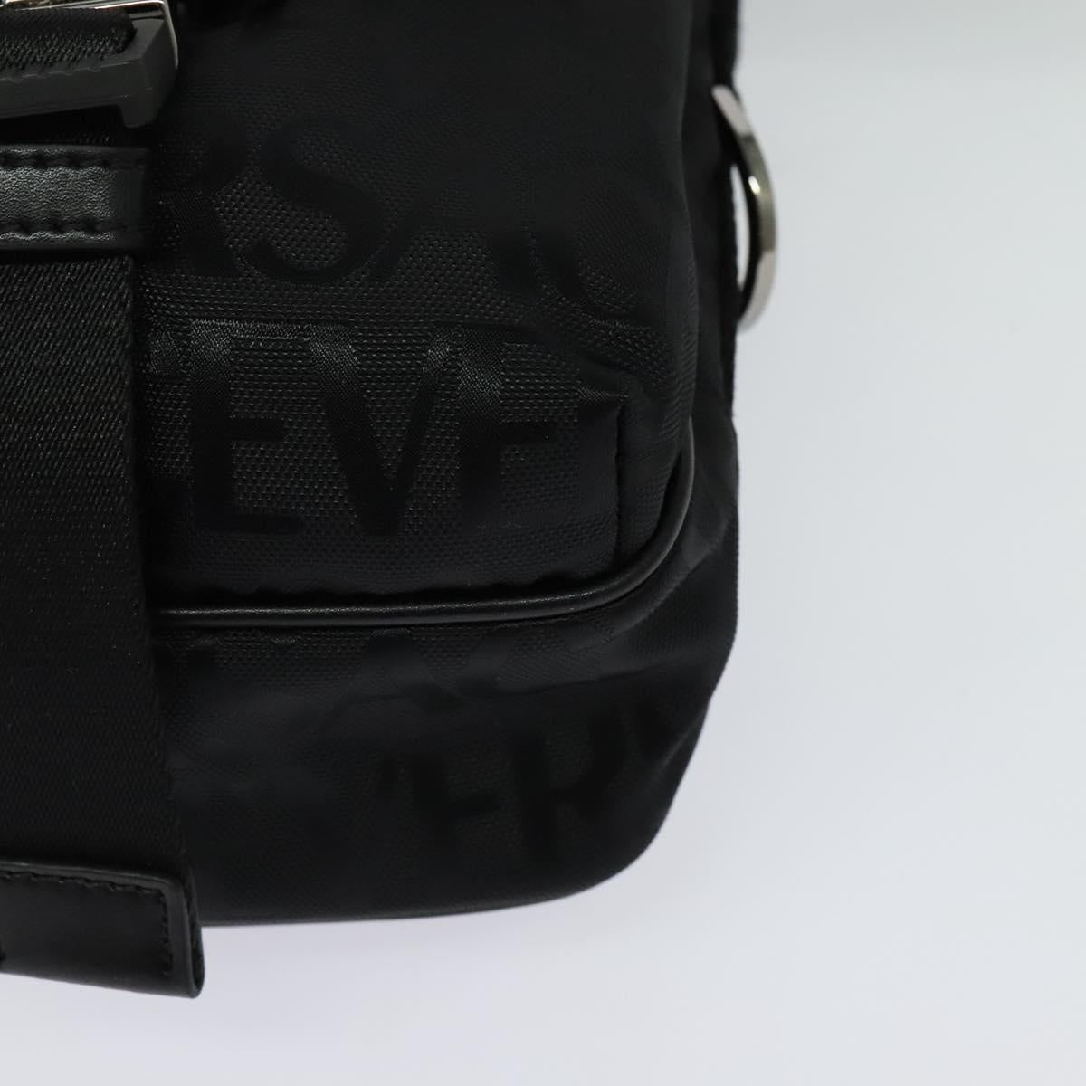 VERSACE Shoulder Bag Canvas Black Silver Auth 123022A