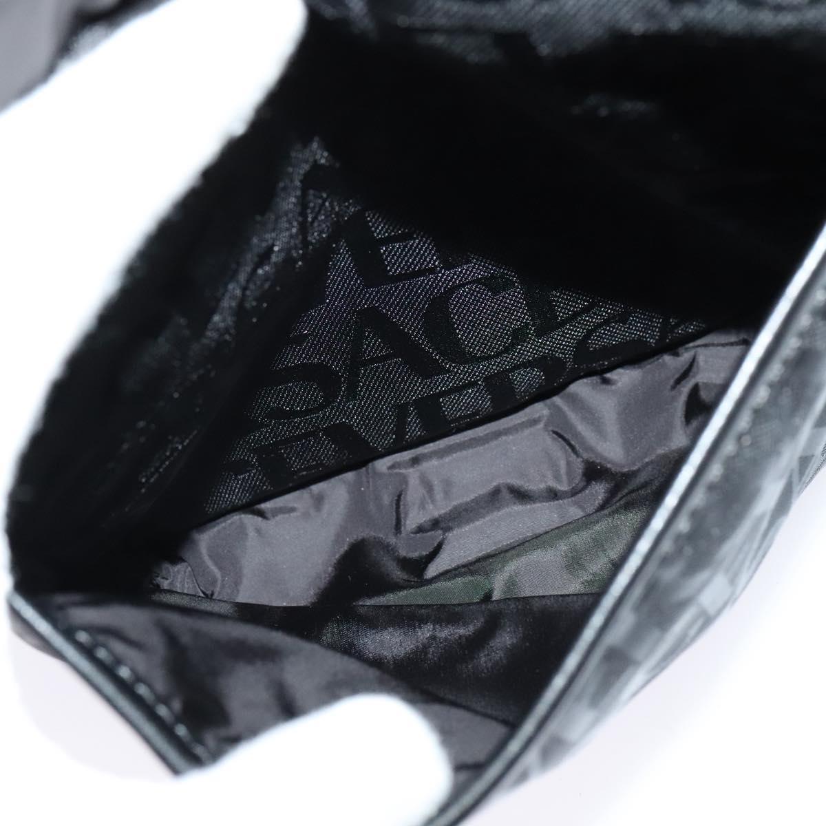 VERSACE Shoulder Bag Canvas Black Silver Auth 123022A