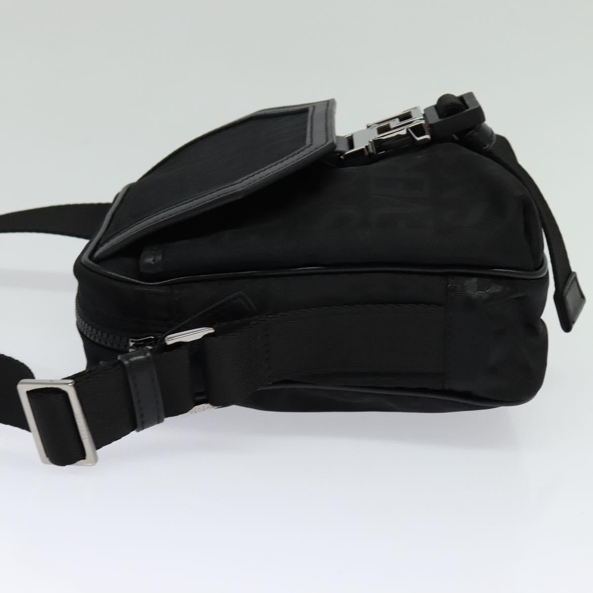 VERSACE Shoulder Bag Canvas Black Silver Auth 123022A
