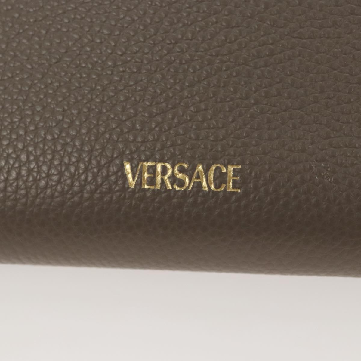 VERSACE Long Wallet Leather Gray Gold Auth 123023