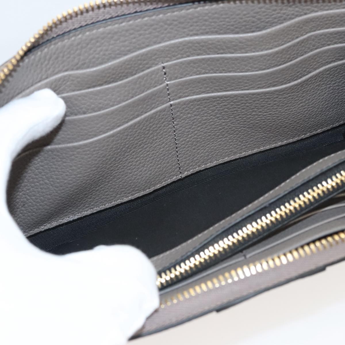 VERSACE Long Wallet Leather Gray Gold Auth 123023