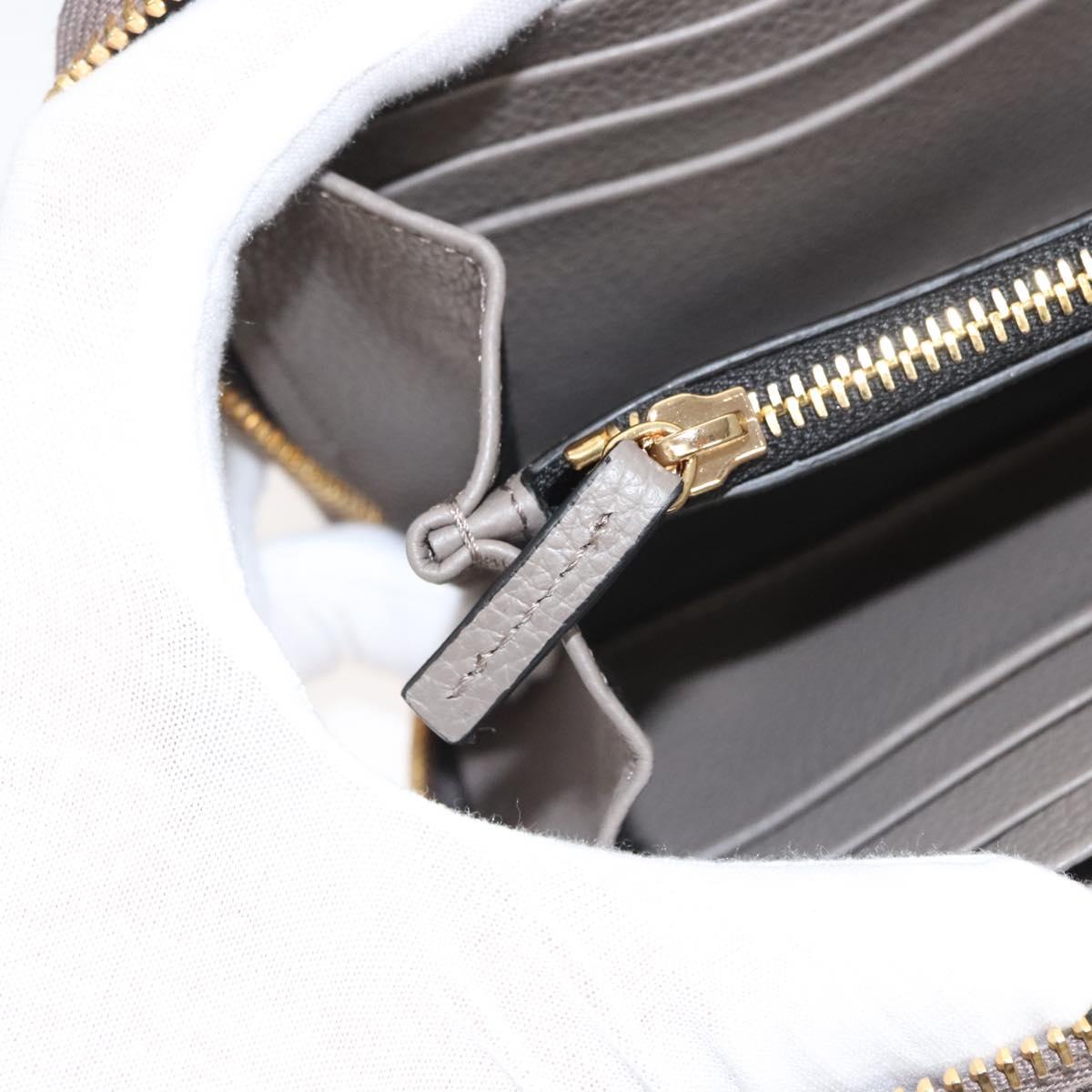 VERSACE Long Wallet Leather Gray Gold Auth 123023