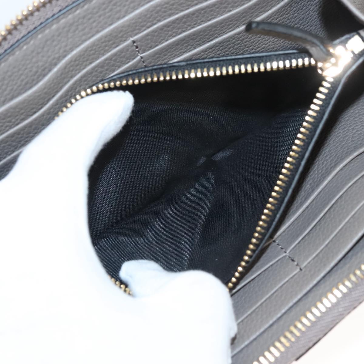 VERSACE Long Wallet Leather Gray Gold Auth 123023