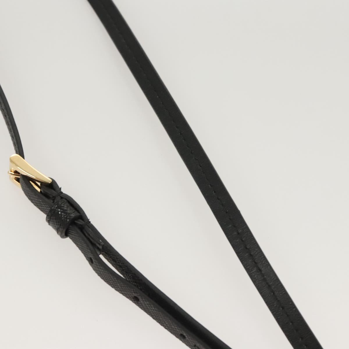 PRADA Neck Strap Safiano leather Black Auth 123025
