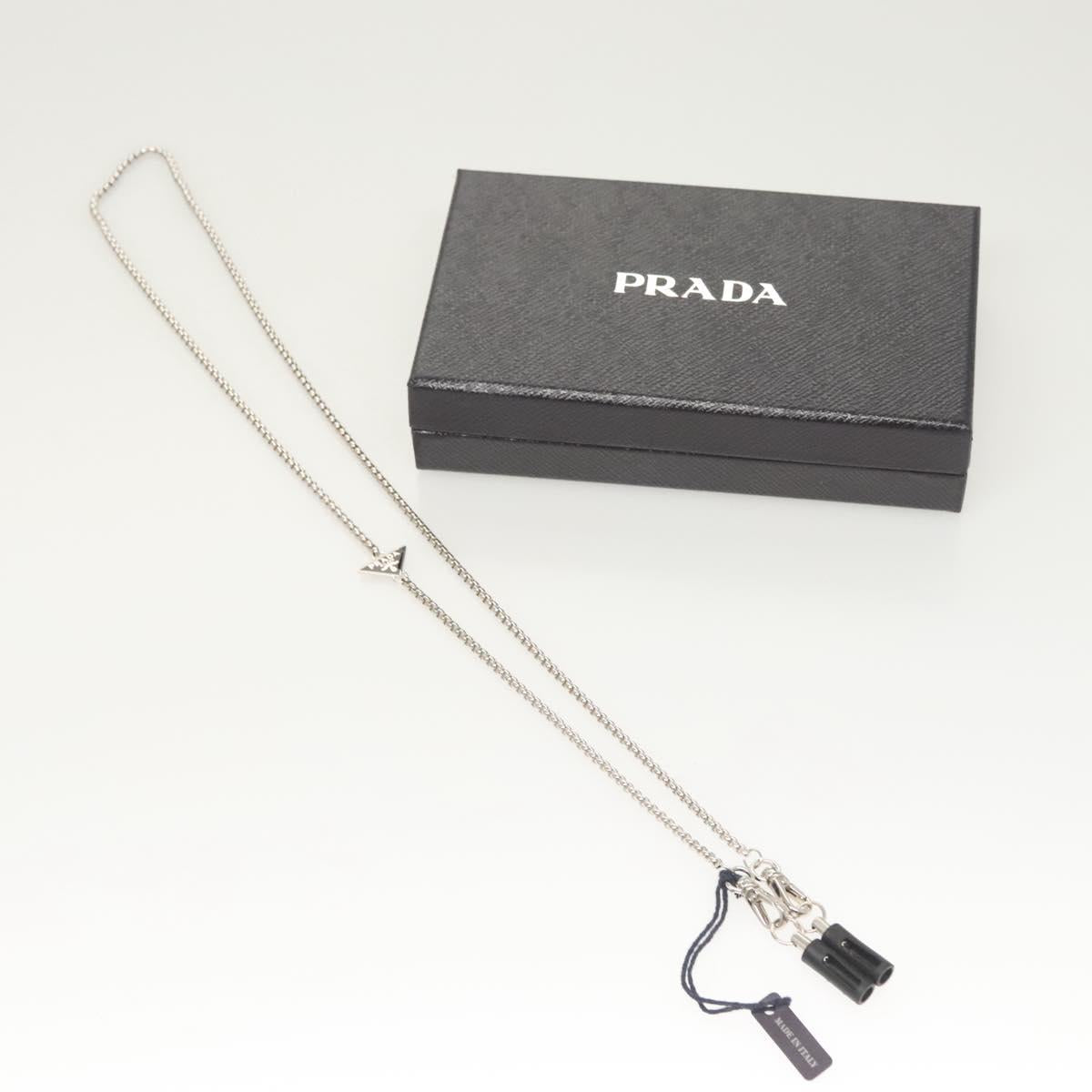 PRADA AirPods Case metal Silver Auth 123026