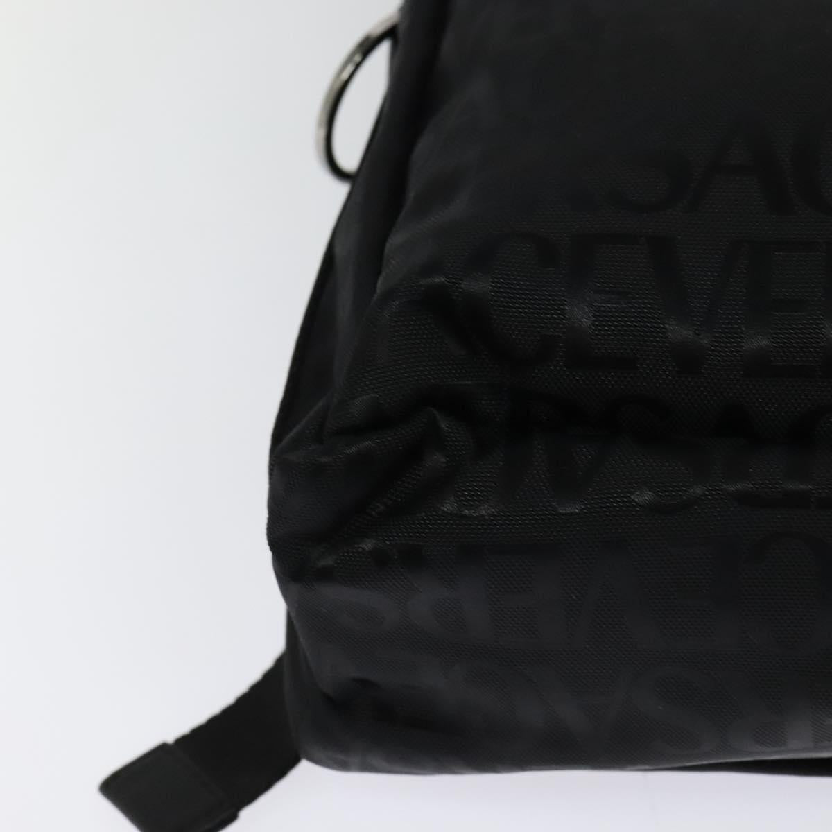 VERSACE Shoulder Bag Canvas Black Silver Auth 123032A