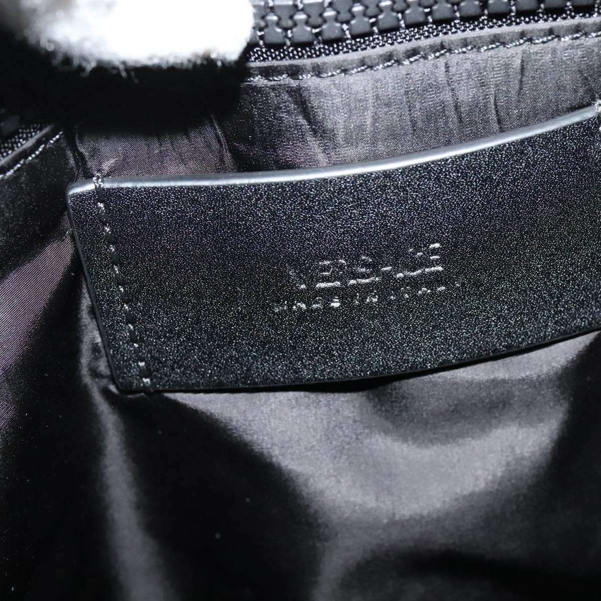 VERSACE Shoulder Bag Canvas Black Silver Auth 123032A