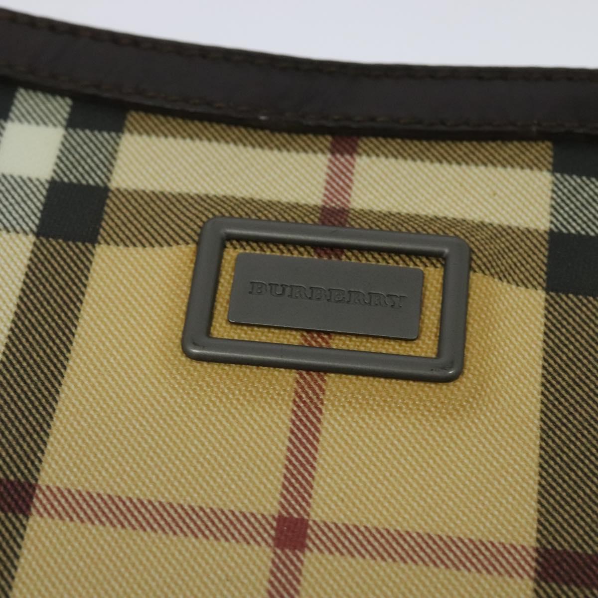 BURBERRY Nova Check Accessory Pouch PVC Beige Auth 123036