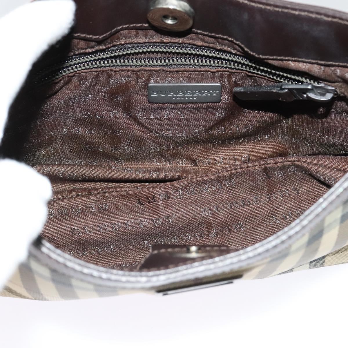 BURBERRY Nova Check Accessory Pouch PVC Beige Auth 123036