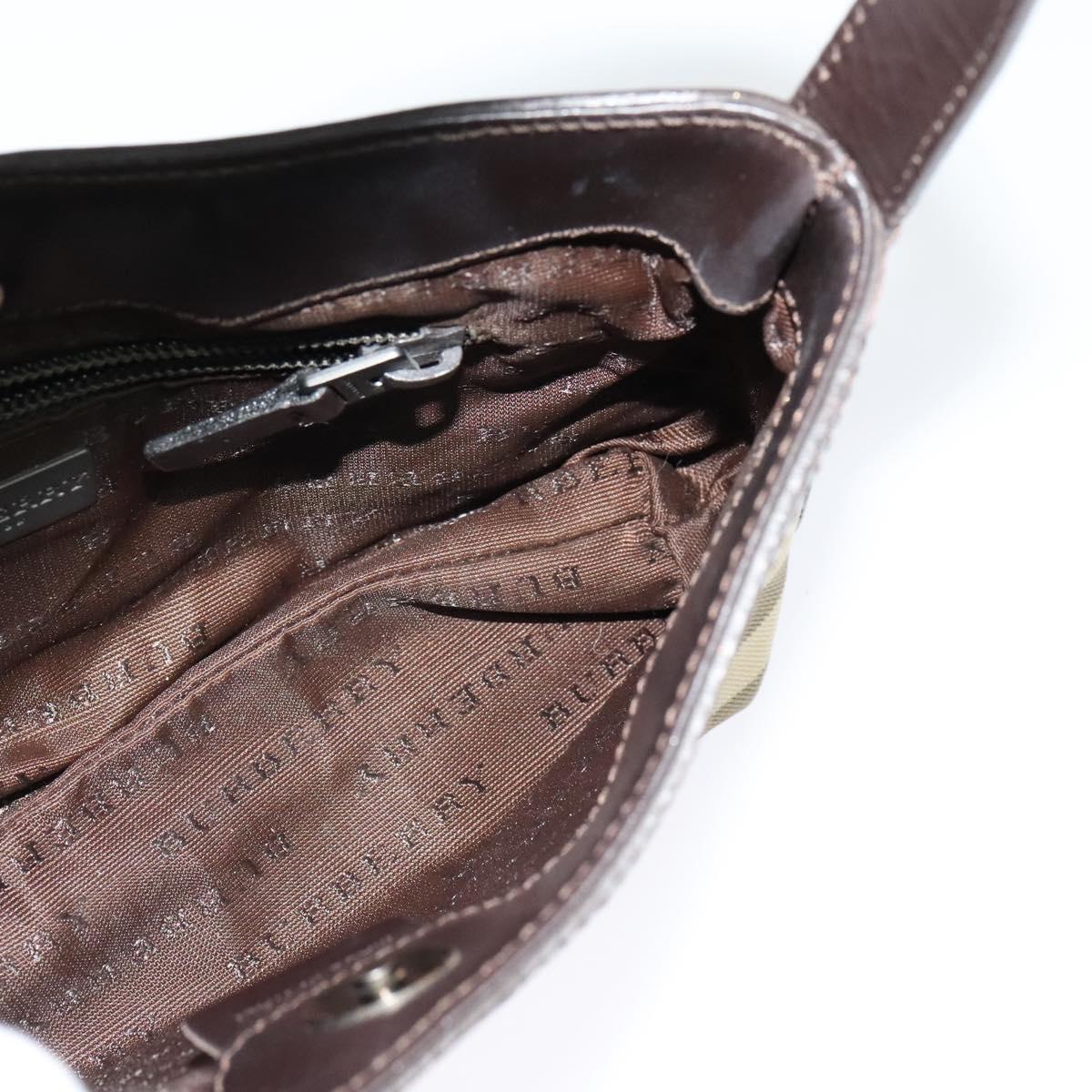 BURBERRY Nova Check Accessory Pouch PVC Beige Auth 123036