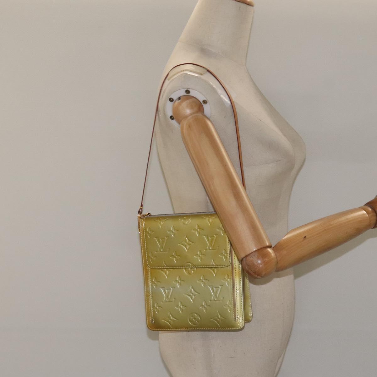 LOUIS VUITTON Monogram Vernis Motto Accessory Pouch Gris M91030 LV Auth 123039