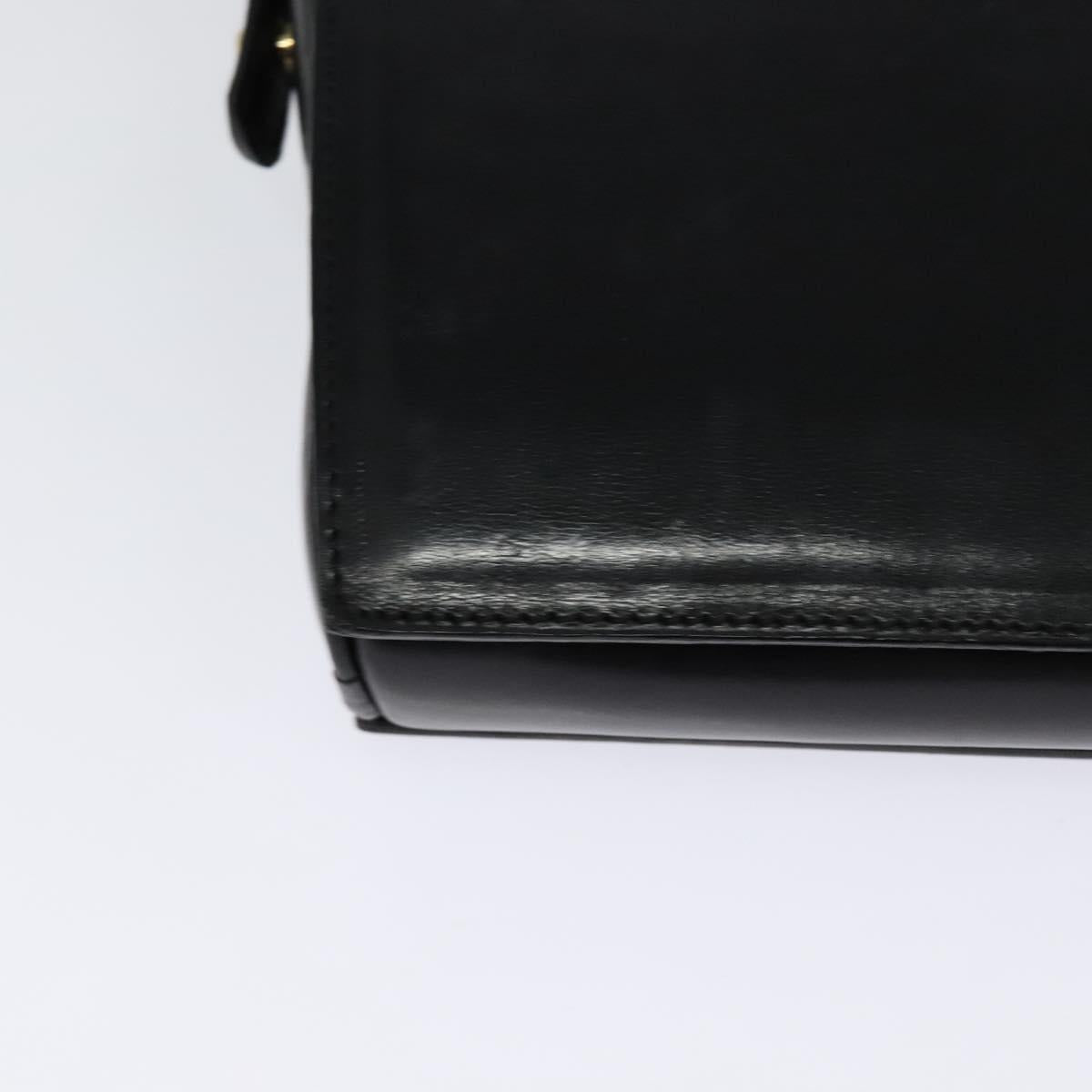 CELINE Shoulder Bag Leather Black Gold Auth 123041