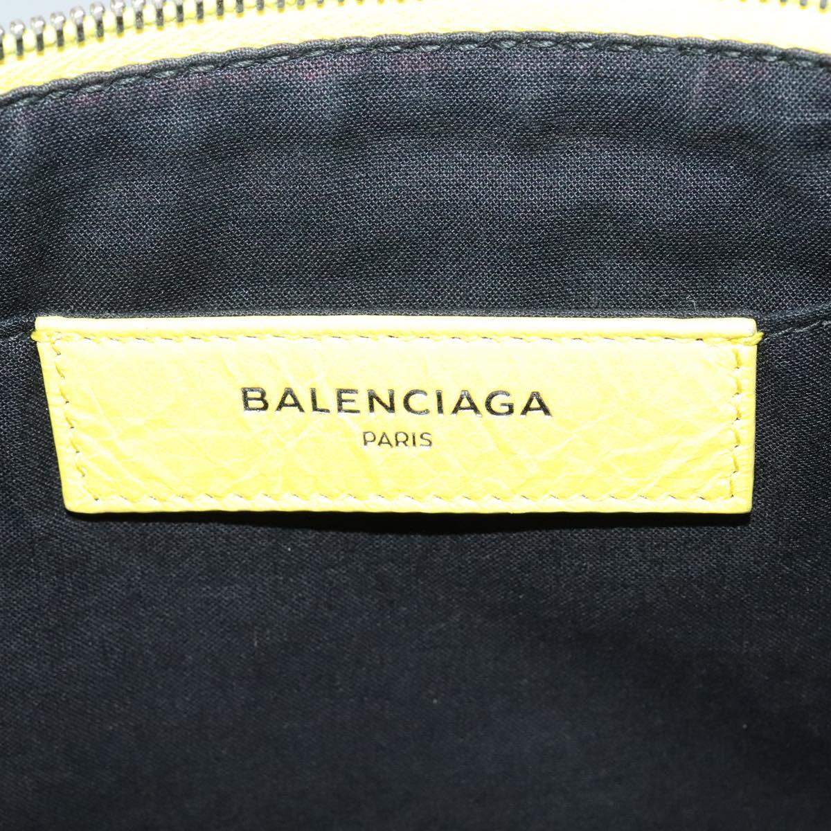 BALENCIAGA Supermarket Clutch Bag Leather Yellow Silver 506794 Auth 123043