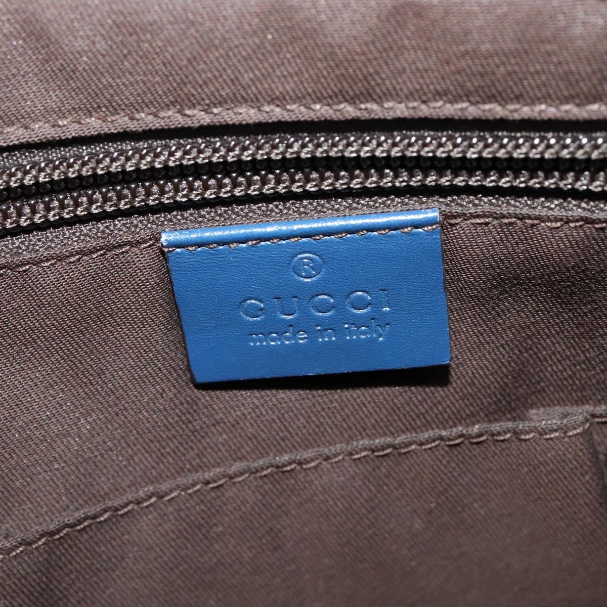 GUCCI Diamante Shoulder Bag Leather Blue Gold 201446 Auth 123045