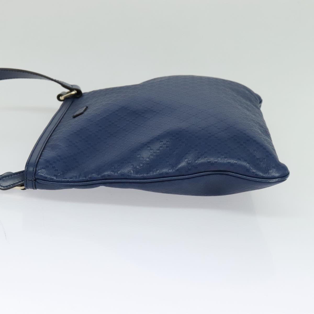 GUCCI Diamante Shoulder Bag Leather Blue Gold 201446 Auth 123045