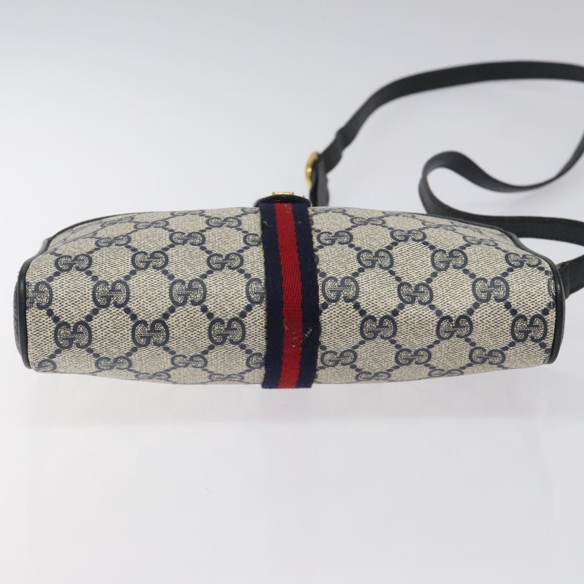 GUCCI GG Supreme Sherry Line Shoulder Bag PVC Navy Red 89 02 055 Auth 123046