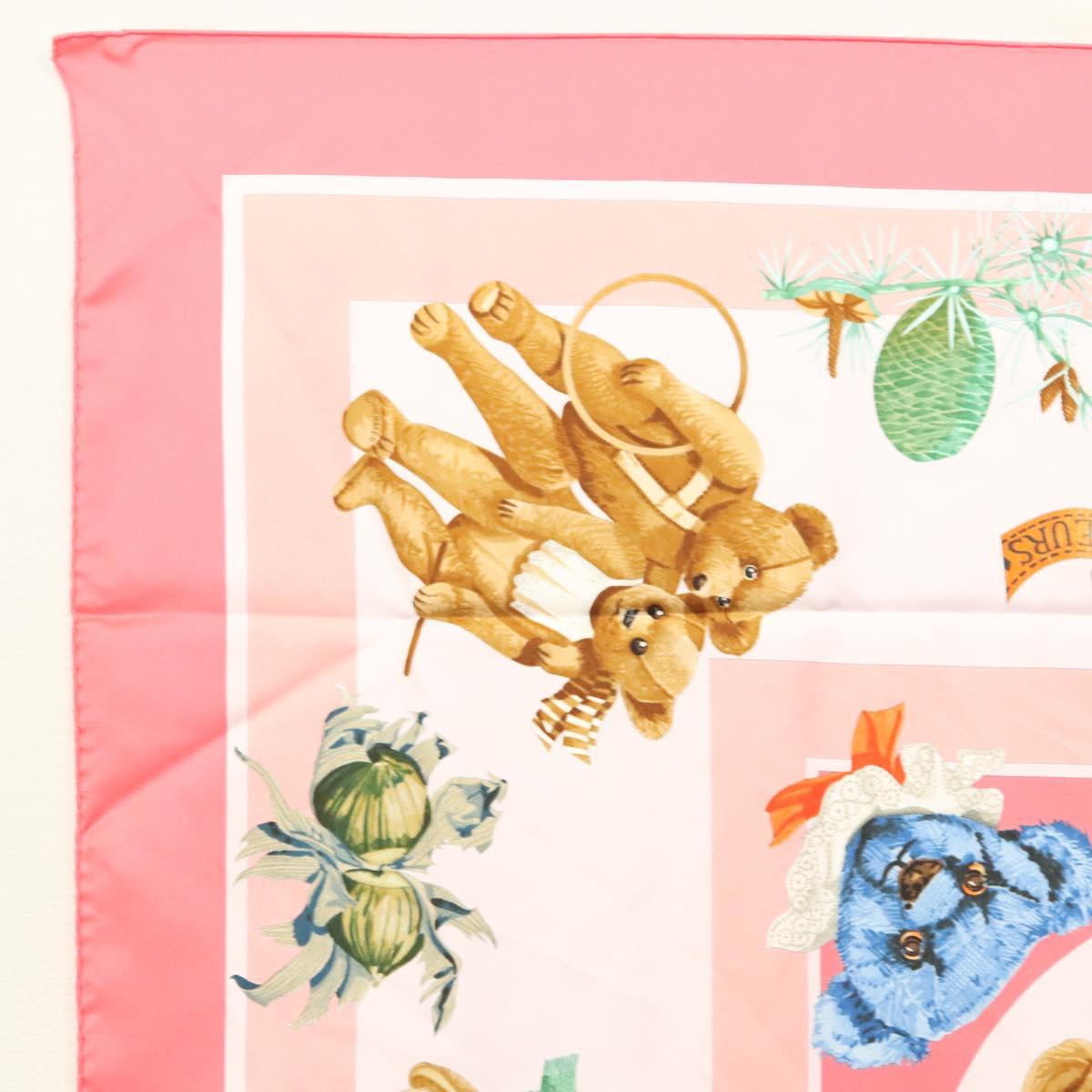 HERMES Carre 90 Scarf ""CONFIDENTS DES COEURS"" Silk Pink Auth 123049