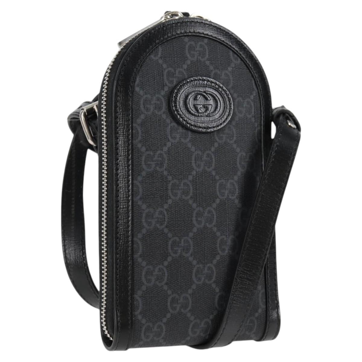 GUCCI GG Supreme Shoulder Bag PVC Black Auth 123066M