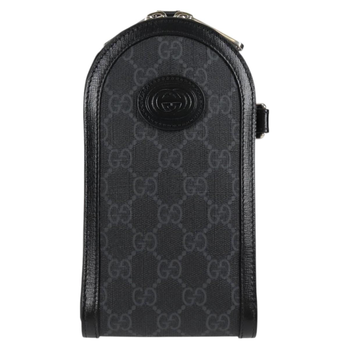 GUCCI GG Supreme Shoulder Bag PVC Black Auth 123066M
