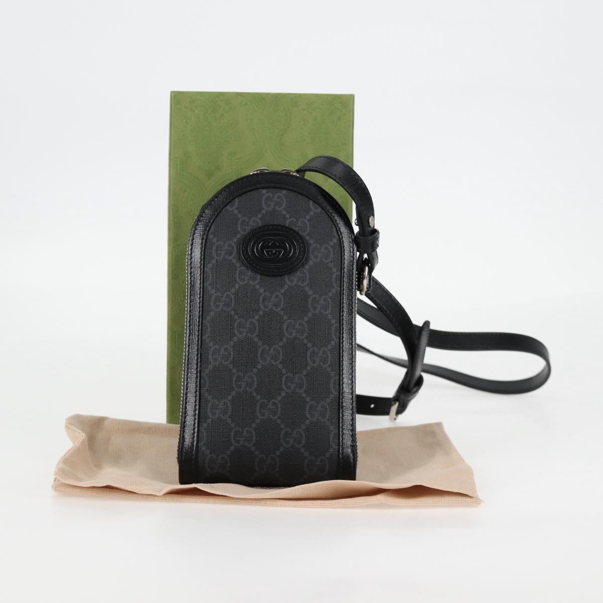GUCCI GG Supreme Shoulder Bag PVC Black Auth 123066M