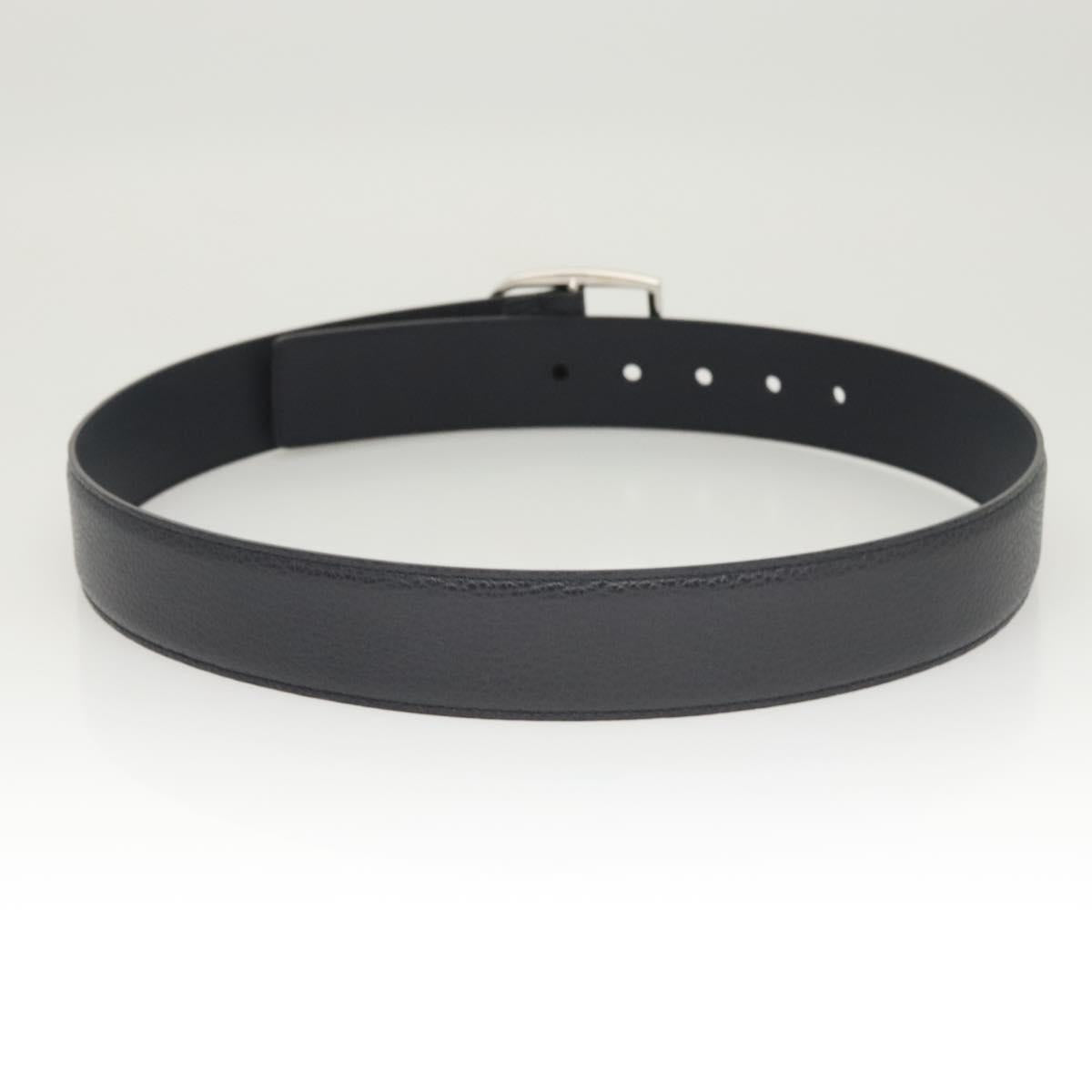 GUCCI Belt Leather Outlet 38.2"" Navy Silver 449716 Auth 123067