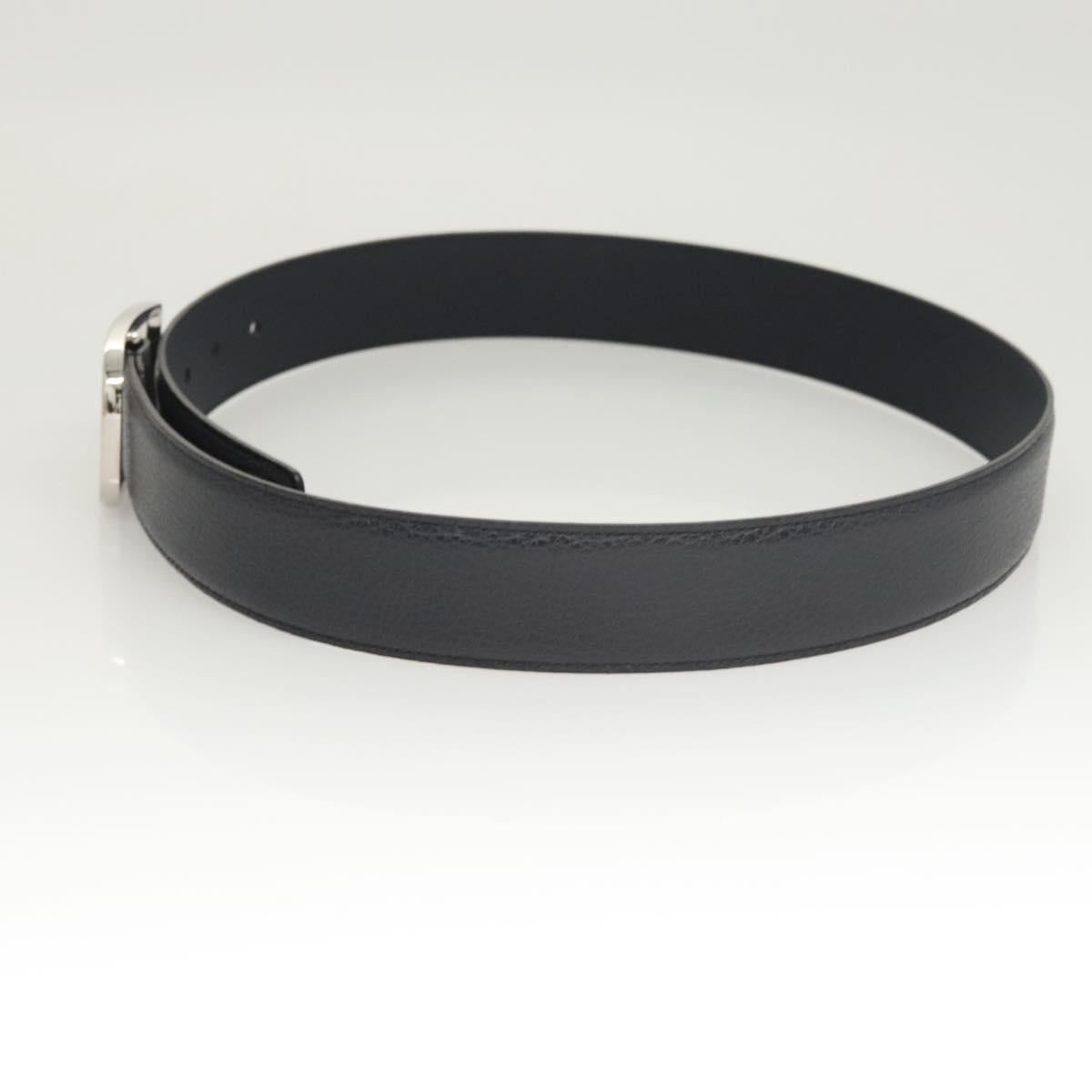 GUCCI Belt Leather Outlet 38.2"" Navy Silver 449716 Auth 123067