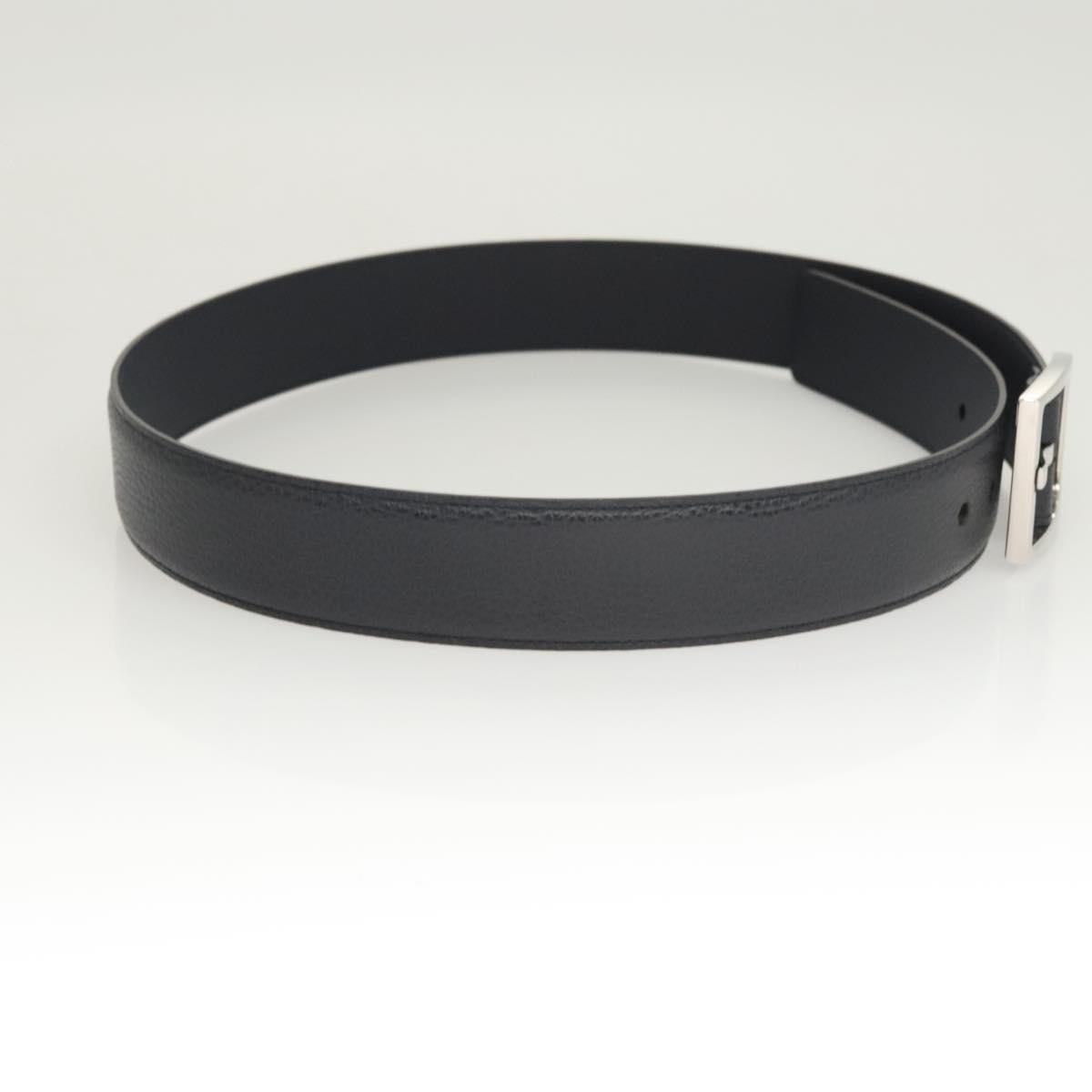 GUCCI Belt Leather Outlet 38.2"" Navy Silver 449716 Auth 123067
