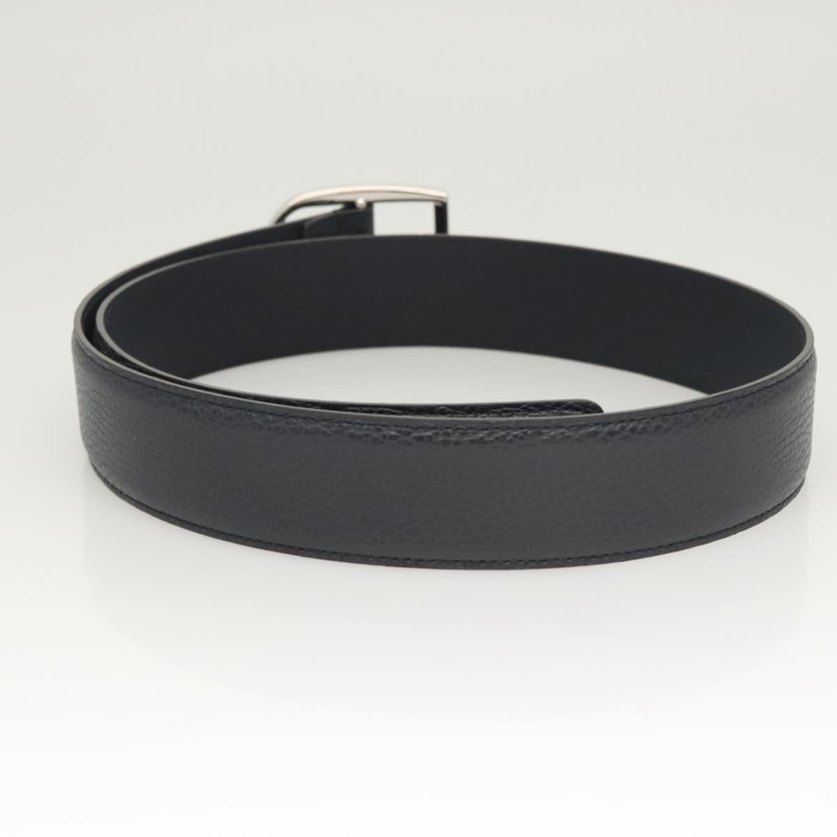 GUCCI Belt Leather Outlet 38.2"" Navy Silver 449716 Auth 123068