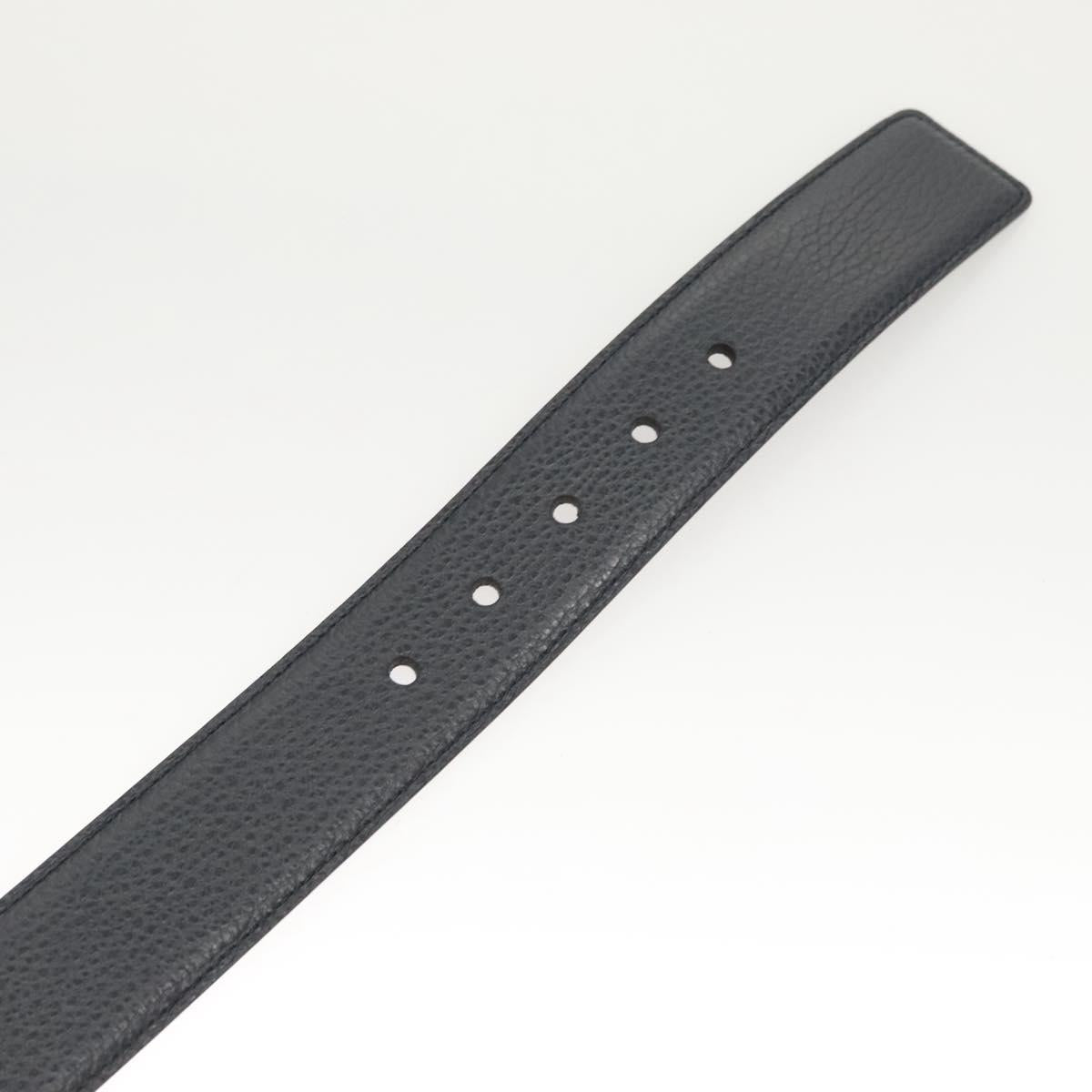 GUCCI Belt Leather Outlet 38.2"" Navy Silver 449716 Auth 123068