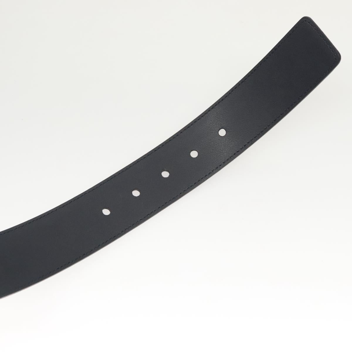 GUCCI Belt Leather Outlet 38.2"" Navy Silver 449716 Auth 123068